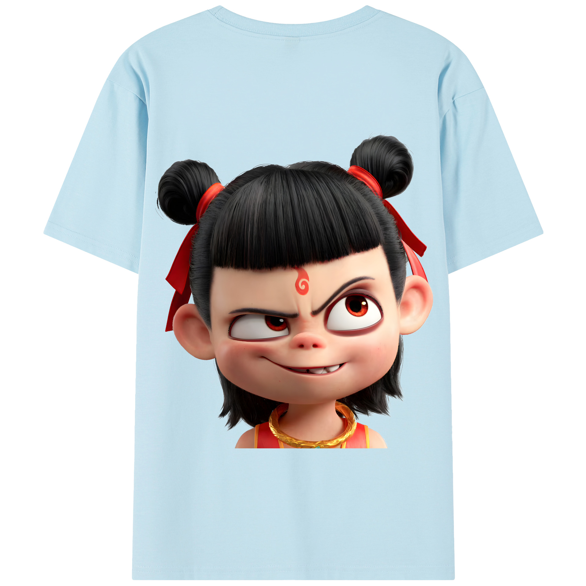 （画像用） Ne Zha 2 ナタ 魔童の大暴れ 綿100％半袖Tシャツ（背面プリント）